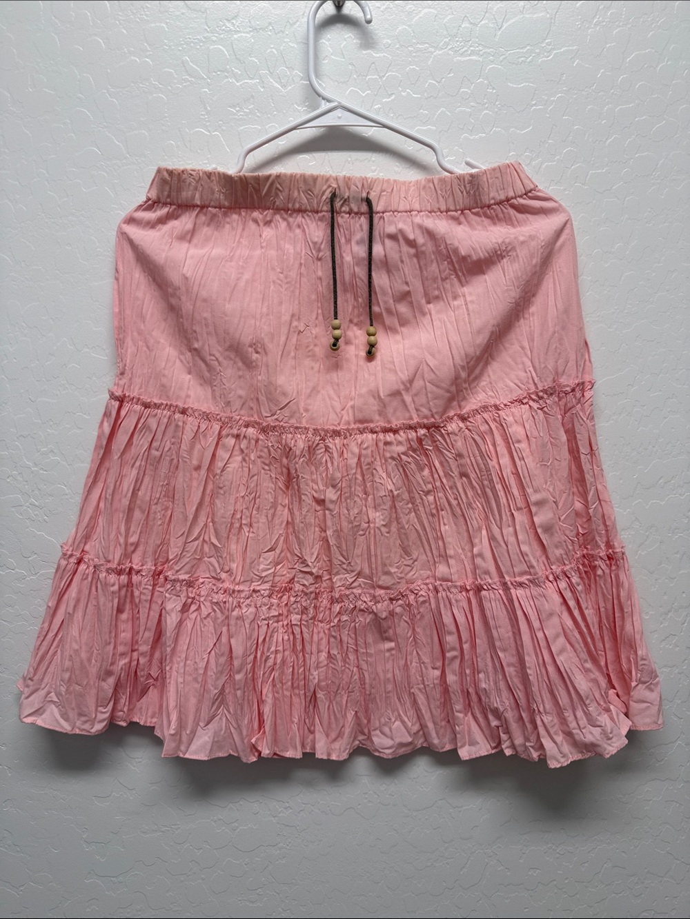 Girls' Pink Tiered Drawstring Skirt